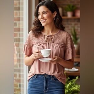 Dusty Rose Peasant Top